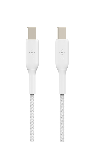 Belkin USB-C till flätad PVC-kabel 1m tvåpack - Digital anslutning - CAB004BT1MWH2PK