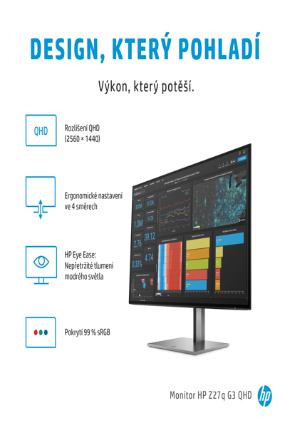HP Z27q G3 QHD - 68.6 cm (27") - 2566 x 1440 pixels - Quad HD - LED - 5 ms - Silver - 1C4Z7AA