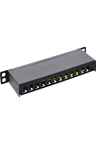 Panneau de brassage en ligne 10" Cat.6A 0,5U 12 ports noir RAL9005