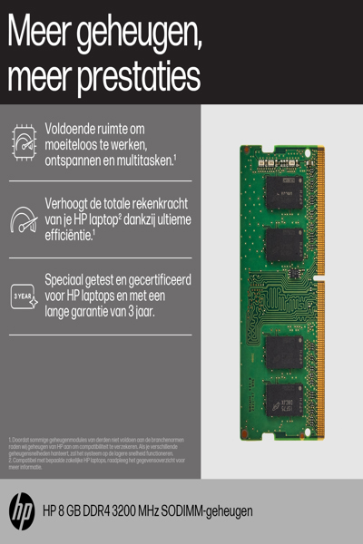 HP 8GB 3200 SODIMM Memory: DDR4 - 8C4X8AA