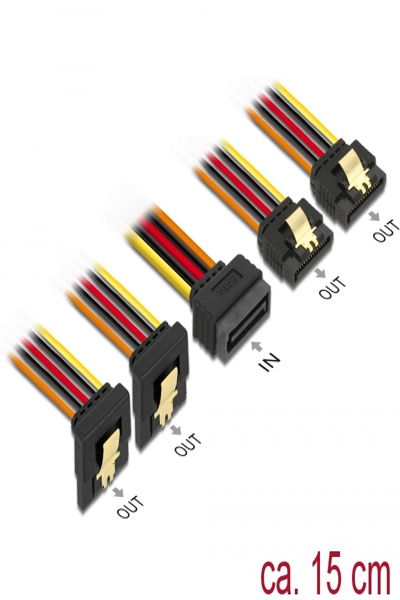 Delock Strömfördelare - SATA-ström (P) fäst vid SATA-ström (R) metallklämma - 60150