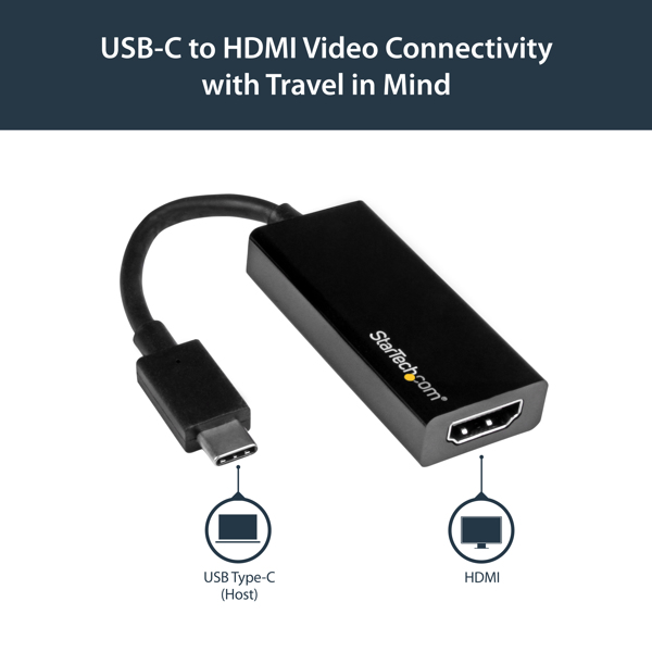 StarTech USB-C to HDMI adapter - Thunderbolt 3 compatible - Black - 4K 30Hz - external video adapter - Black - CDP2HD
