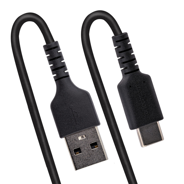 StarTech USB A TO C CHARGING CABLE - 50CM[20IN] COILED CABLE BLACK - Cable - Digital - R2ACC-50C-USB-CABLE