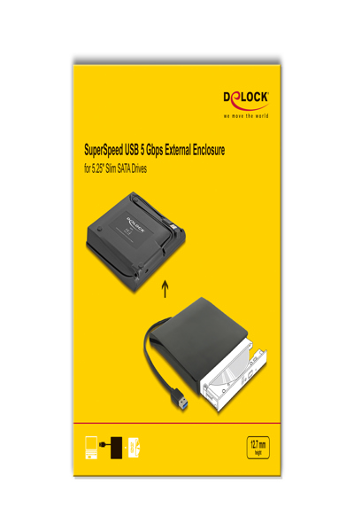 Delock 5.25" External Enclosure Slim SATA > USB 3.0 - 42636