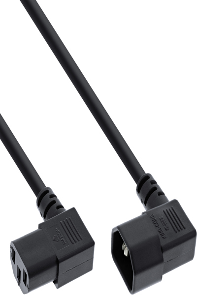 Câble d'alimentation en ligne coudé C13/C14 noir 0,4 m