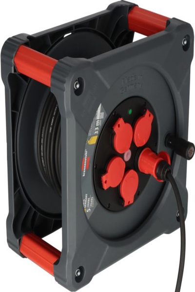 Brennenstuhl 9201330110, Svart, Röd, Plast, 5 AC-uttag, Typ E / F, Rak, 33 m - 9201330110