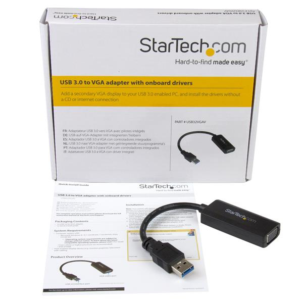 StarTech USB3.0 to VGA Adapter / Converter - 1920x1200 - External Video Adapter - 512MB DDR2 - SuperSpeed ​​USB3.0 - D-Sub - Black (USB32VGAV) - USB32VGAV