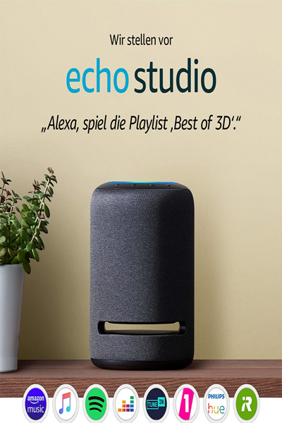 Amazon Echo Studio - Amazon Alexa - Cylinder - Black - Android,Fire OS,iOS - 5.1 cm - 2.5 cm - B07NQDHC7S