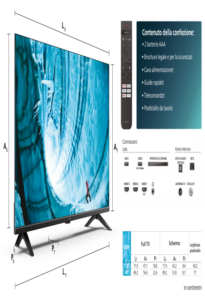 Philips 40PFS6009/12, 101.6 cm (40"), 1920 x 1080 pixels, LED, Smart TV, Wi-Fi, Black - 40PFS6009/12
