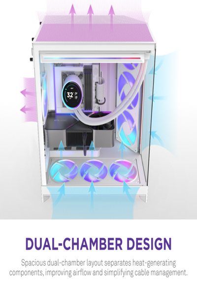 NZXT H9 Flow RGB+ midi-torn-PC vit - CM-H92FW-P1