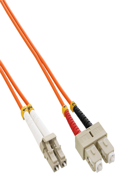 Câble fibre optique duplex en ligne LC/SC 50/125 µm OM2 5 m