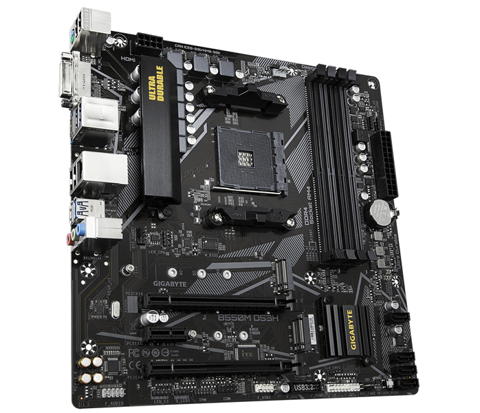 Gigabyte B550M DS3H 1.0 AMD motherboard, AM4, Micro ATX - B550M DS3H