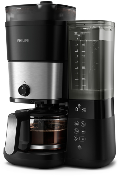 Philips HD7900 - Drip coffee maker - 1.25 L - Coffee beans - Built-in grinder - Black - Silver - HD7900/50