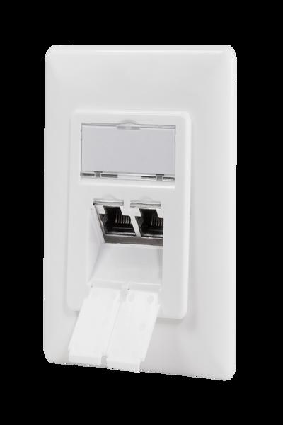 LogiLink Cat.6A Nätverksuttag 2xRJ45 Skärmad signal Vit - NP0127