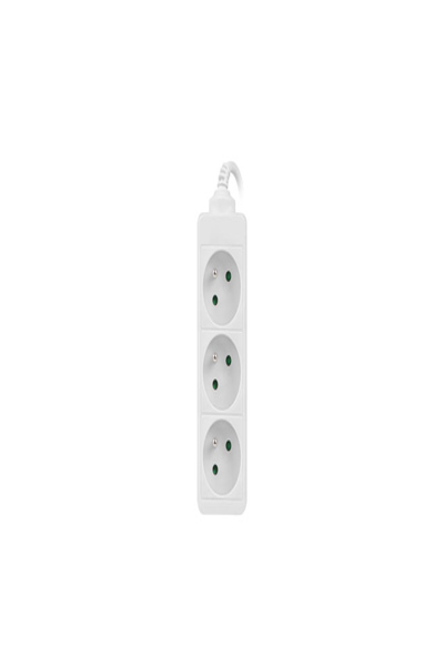 Lanberg PS0-03E-0150-W - 1.5 m - 3 AC outlet(s) - Indoor - Type E (FR) - White - 10 A