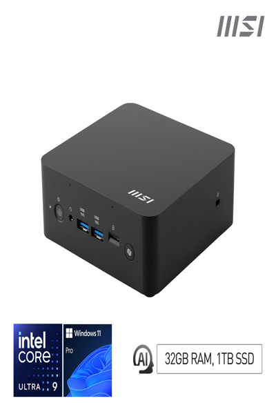 MSI Cubi NUC AI+ 2MG Intel Core Ultra 9 288V Desktop 32GB RAM 1TB SSD Mini PC Win - CUBI NUC AI+ 2MG I9 288V FS 32GB 1TB W11PP