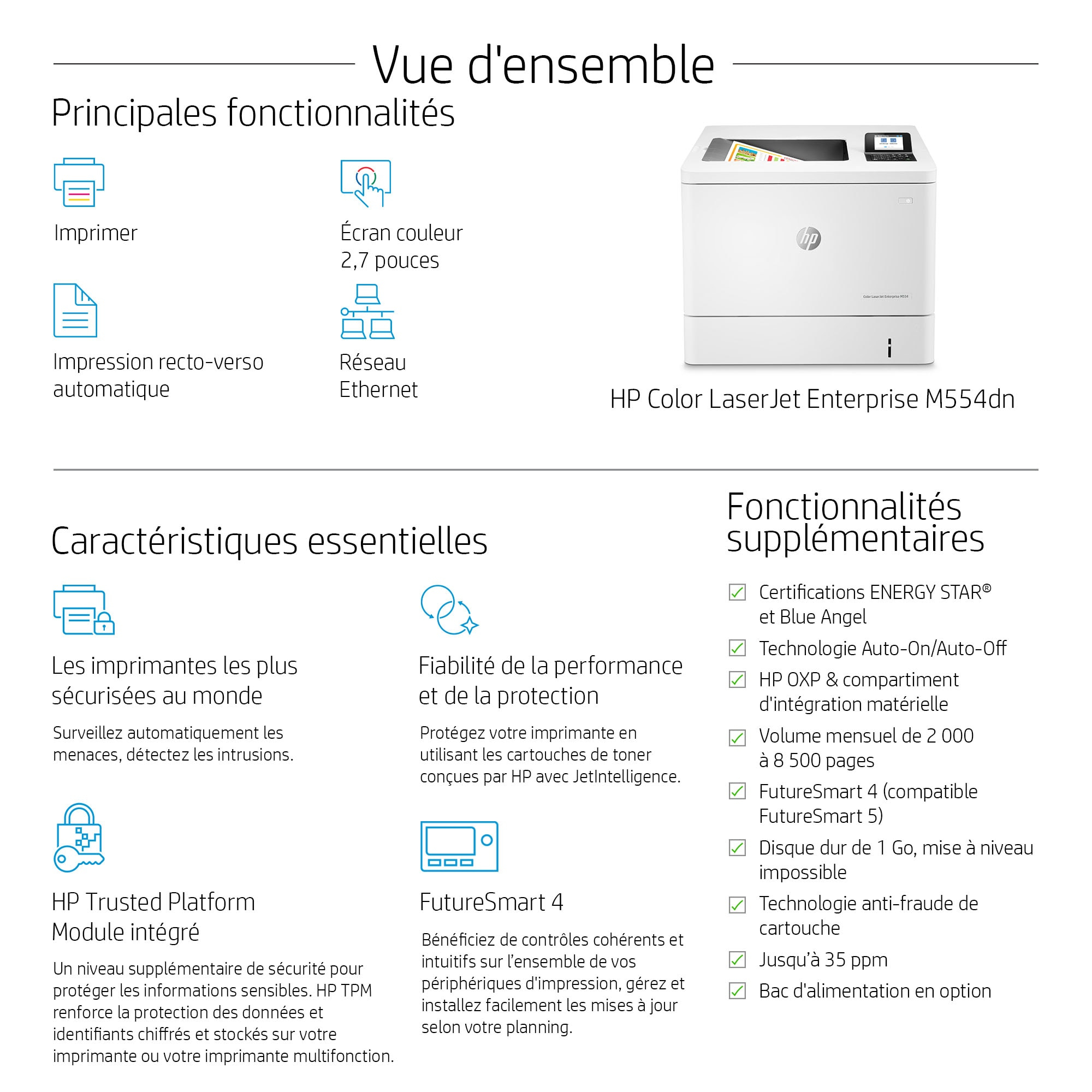 HP Color LaserJet Enterprise M554dn Printer - 7ZU81A
