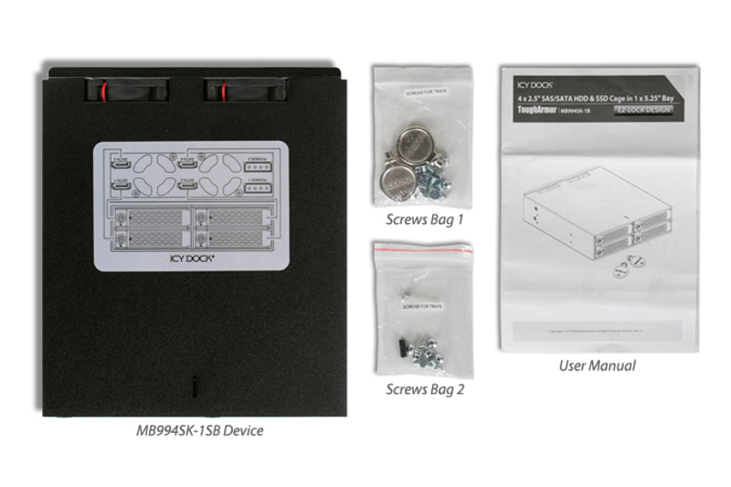 Icy Dock MB994SK-1B - 7,9,5,12,5 mm - 2 fans - MB994SK-1B