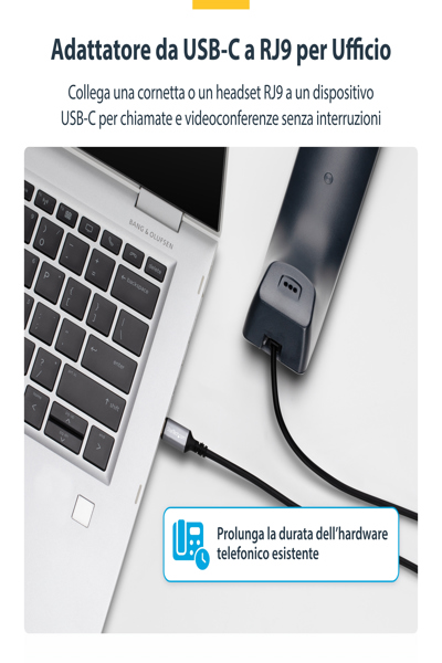 STARTECH USB-C TO RJ9 ADAPTER FOR HANDSET HEADSET - UR9-HEADSET-ADAPTER