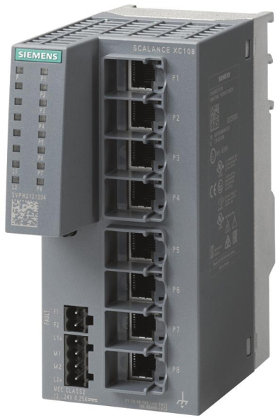 Siemens SIEM 6GK5108-0BA00-2AC2 SCALANCE XC108 unmanaged IE Switch 8x 10/100MBit/s - Switch - 0.1 Gbps
