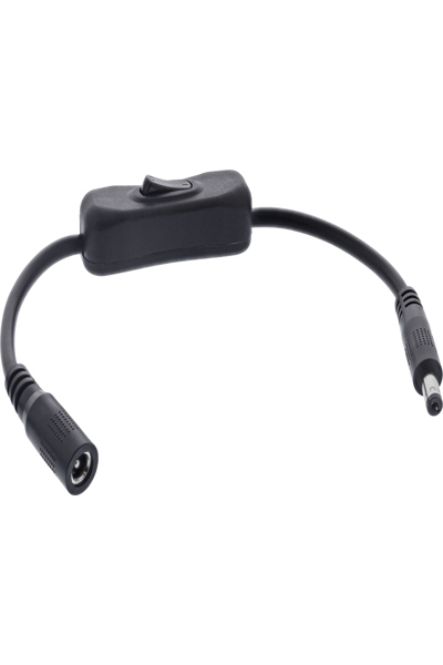 Câble CC en ligne avec interrupteur - CC mâle/femelle 4,0 x 1,7 mm - AWG 18 - noir - 0,20 m