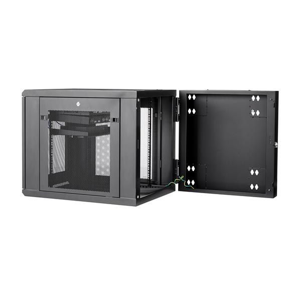 StarTech.com 12HE Wandmontage Server Rack - bis zu 81cm tief - Gehäuse mit Scharnier - Nätverksskåp - Server Schrank - Schrank für Rack-Gehäuse - Wand montierbar - Schwarz - 12U - RK1232WALHM