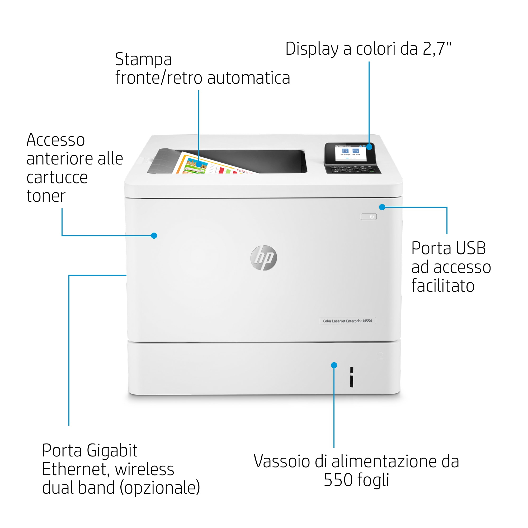 HP Color LaserJet Enterprise M554dn Printer - 7ZU81A