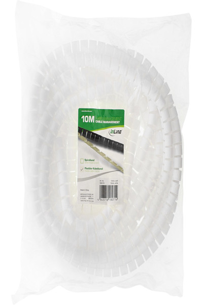 InLine 10m White Flexible Cable Management Channel 10mm