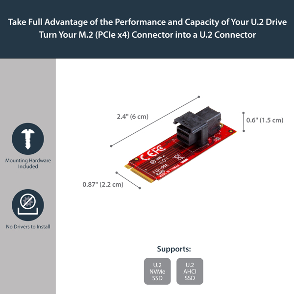 U.2 til M.2-adapter for 1 U.2 PCIe NVMe SSD - M2E4SFF8643