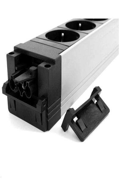 Bachmann STEP ALU 1x USB, 1x custom module, 2x power outlet, Indoor, Type F, No plug, IP20, Aluminum, Black, 2 AC outlet(s) - 9060218