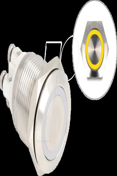 Delock Tryckknapp - för 19 mm installation, 4 x skruvterminal, gul LED - 20979