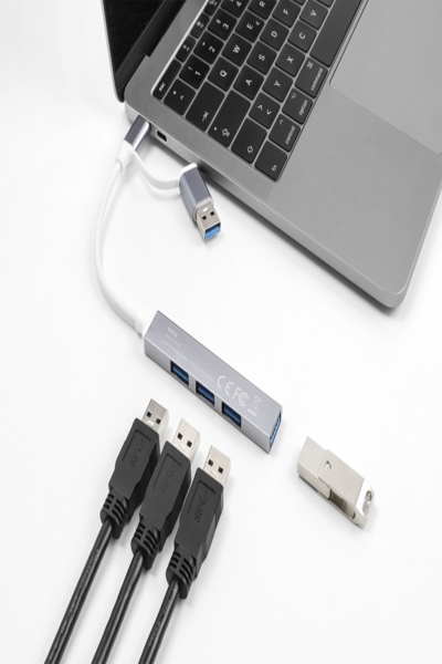 Delock 64214, USB 3.2 Gen 1 (3.1 Gen 1) Type-A + Type-C, USB 2.0, USB 3.2 Gen 1 (3.1 Gen 1) Type-A, 5000 Mbit/s, argent, métal, 0,1 m