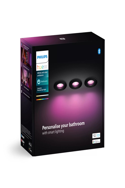 Philips White & Color Ambiance Xamento Einbauspots 3er-Pack Schwarz