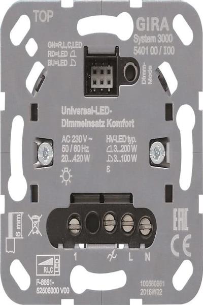 Variateur d'intensité GIRA 540100 S3000 Uni-LED. confort