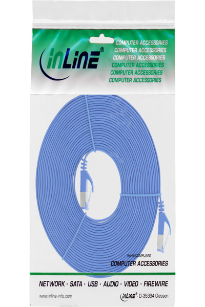 Câble patch plat InLine - U/FTP - Cat.6A - bleu - 7 m
