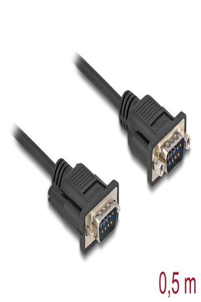 Delock Serial Cable RS-232 D-Sub9 male to male with narrow plug housing 0.5 m - 87839