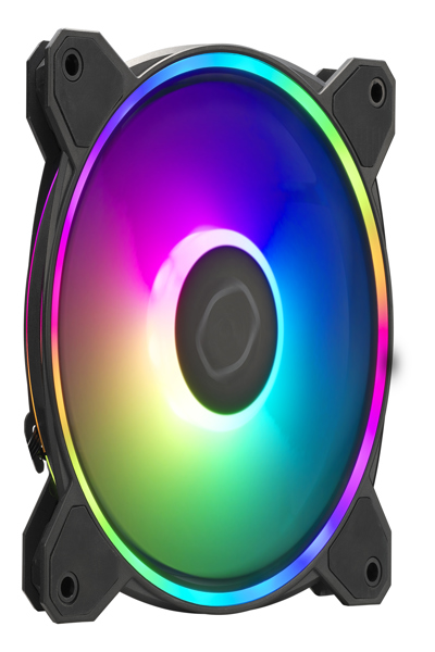 Cooler Master MasterFan MF120 Halo² 3in1. Type: Fan, Fan diameter: 12 cm, Rotational speed (min): 0 RPM, Rotational speed (max): 2050 RPM, Maximum air pressure: 2.89 mmH2O, Bearing type: Rifle bearing. Product colour: Black - MFL-B2DN-213P2-R2