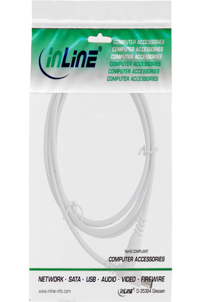 Câble d'extension CC InLine - CC mâle/femelle 5,5 x 2,1 mm - AWG 18 - blanc 0,5 m
