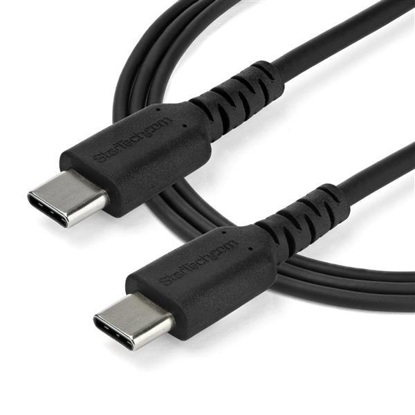 StarTech 2m USB C Charging Cable - Durable Fast Charge & Sync USB 3.1 Type C to C Charger Cord - TPE Jacket Aramid Fiber M/M 60W Black - USB Type C cable - 2 m - RUSB2CC2MB