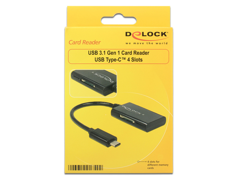 Delock 91740 - Card Reader USB Type-C male 4 Slots - 91740