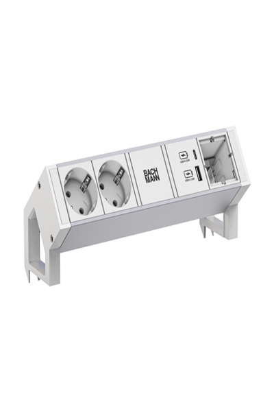Bachmann DESK2 ALU White 2xCEE7/3 1xCM 1xUSB A/C