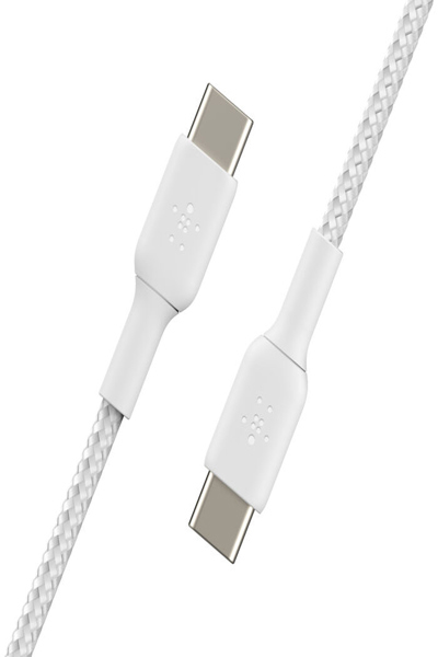 Belkin USB-C till flätad PVC-kabel 2m tvåpack - Digital anslutning - CAB004BT2MWH2PK
