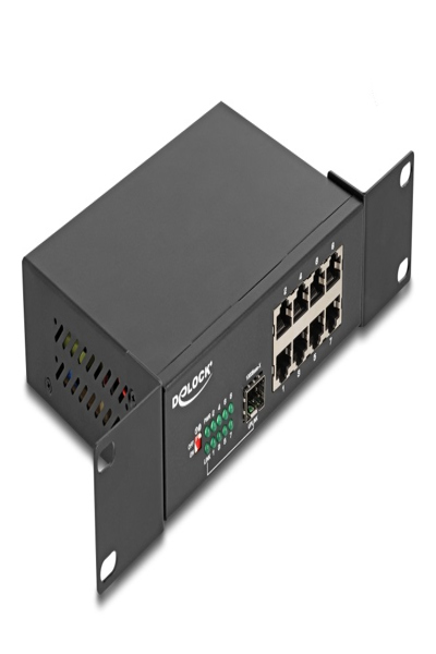Commutateur Gigabit Ethernet Delock 10" 8 ports + 1 SFP, non géré, Gigabit Ethernet (10/100/1000), montage en rack