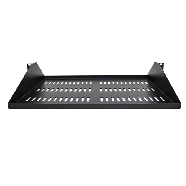 2U Vented Server Rack Cabinet Shelf 14in Deep Fixed Tray - SHELF-2U-14-CENTER-V