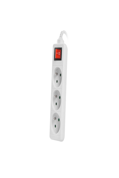 Lanberg PS1-03E-0150-W - 1.5 m - 3 AC outlet(s) - Indoor - White - 2500 W - 10 A