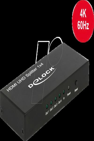 Delock HDMI UHD Splitter 1 x HDMI in > 4 x HDMI out 4K - 18684
