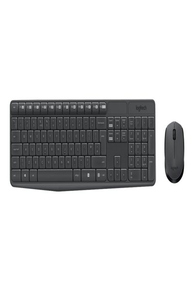 Logitech MK235 Wireless Keyboard and Mouse Combo - Full-size (100%) - Wireless - USB - QWERTY - Grey - Mouse included - 920007919