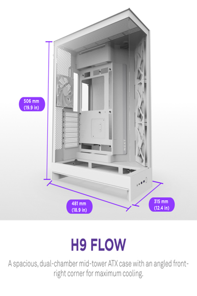 NZXT H9 Flow midi-torn-PC vit - CM-H92FW-01