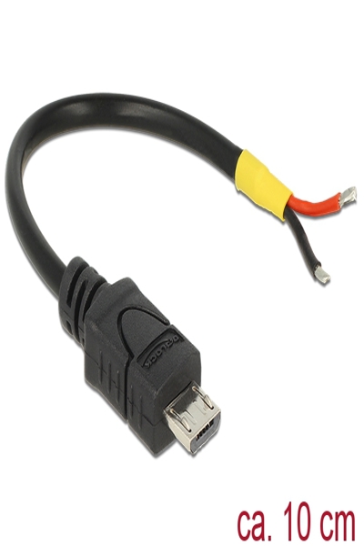 Delock Strömkabel - bar ledning till Micro-USB Typ B (endast ström) (hane) - 82697