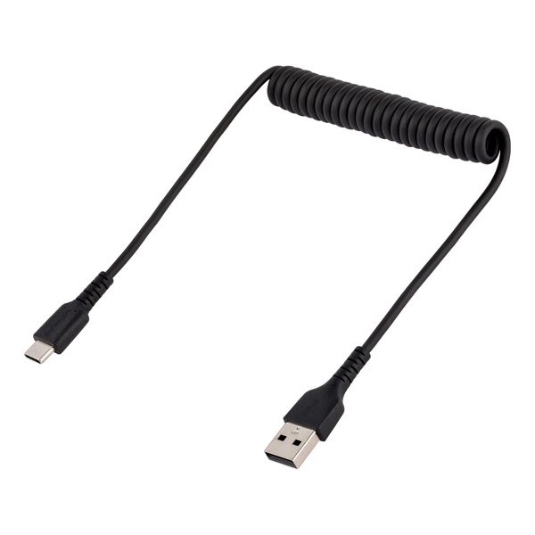 StarTech USB A TO C CHARGING CABLE - 50CM[20IN] COILED CABLE BLACK - Cable - Digital - R2ACC-50C-USB-CABLE